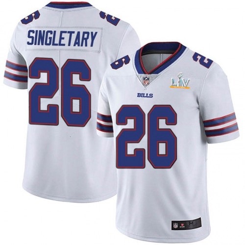 Men's Buffalo Bills #26 Devin Singletary White 2021 Super Bowl LV Stitched NFL Jersey